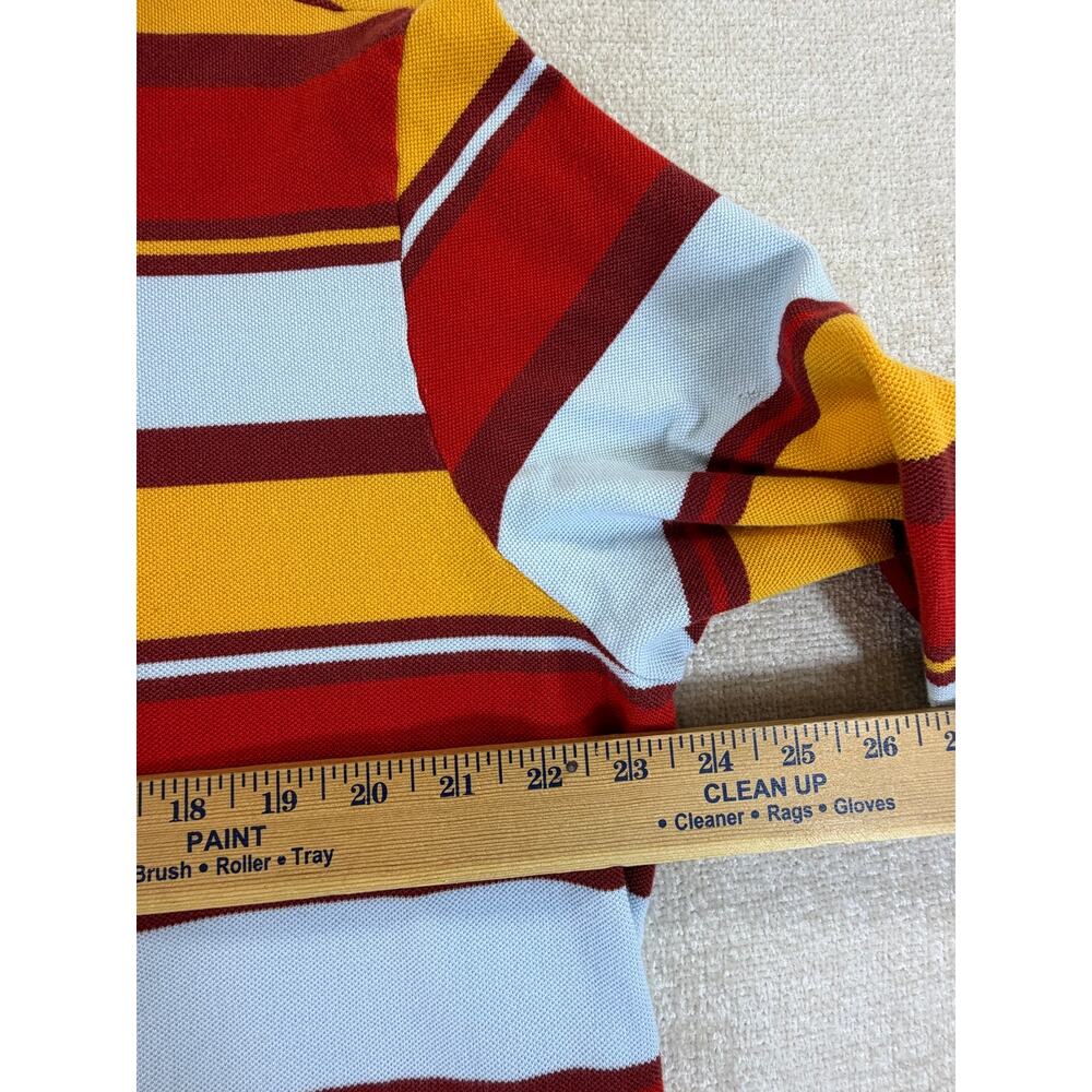Lacoste Men 8 Orange Blue Striped Long Sleeve Preppy Polo Shirt Golf Casual - Picture 6 of 8